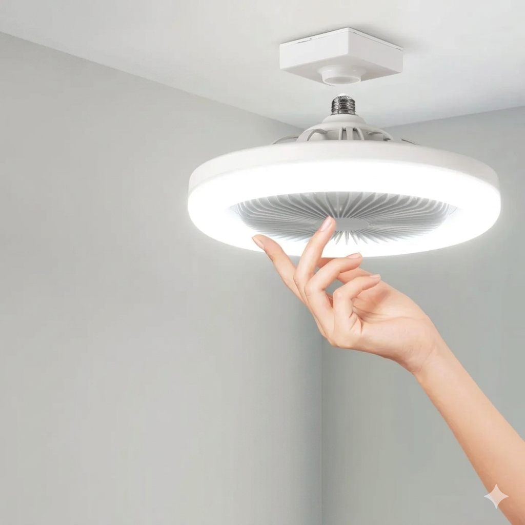 LED Ceiling Fan for Screw-In Installation – No Electrician Needed, Includes Remote Control
