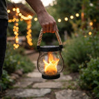 Solar flame lantern with real flicker effect — mood lighting for garden & terrace
