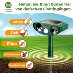 Ultraschall-Tierabwehr Solar – PIR-Bewegungsmelder 110°, IP44, 13–40 kHz