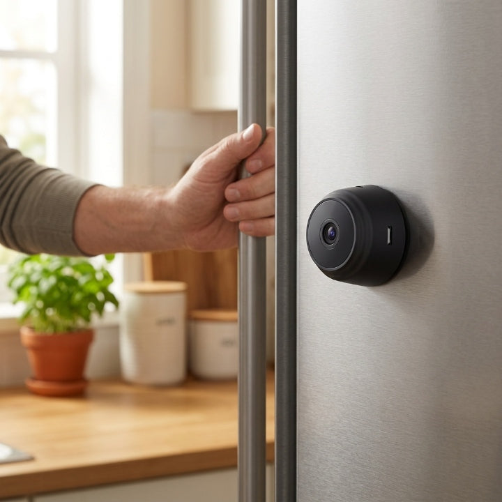 WiFi Mini Überwachungskamera 1080P mit Magnethalterung & Bewegungsalarm, Ø 4,3 × 2,5 cm