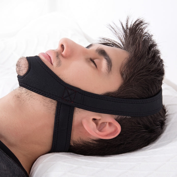 Neoprene anti-snoring chin strap, adjustable for a head circumference of 54–68 cm