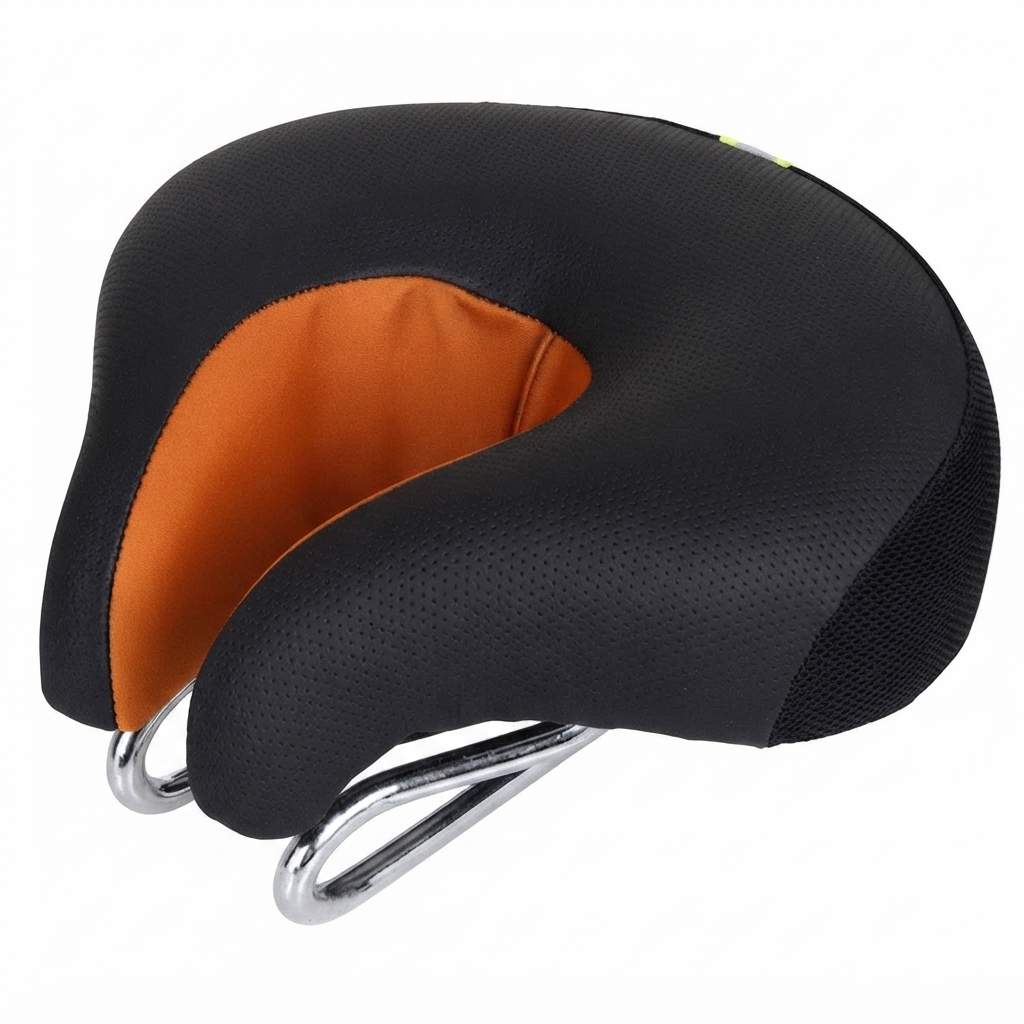 Nose-less bicycle saddle ergonomically padded