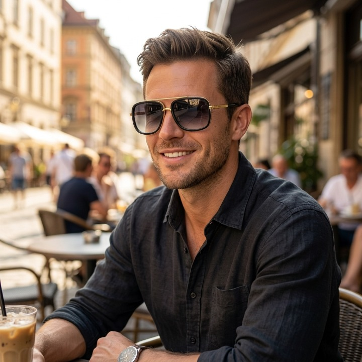 Men's Aviator Sunglasses – Polarized, UV400 Protection, Lightweight Metal Frame