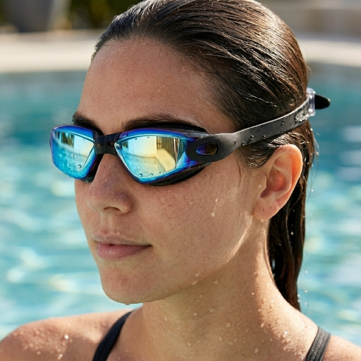 Schwimmbrille mit Anti-Fog-Beschichtung und UV-Schutz, verstellbares Kopfband, 5 Farben