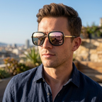Men's Aviator Sunglasses – Polarized, UV400 Protection, Lightweight Metal Frame