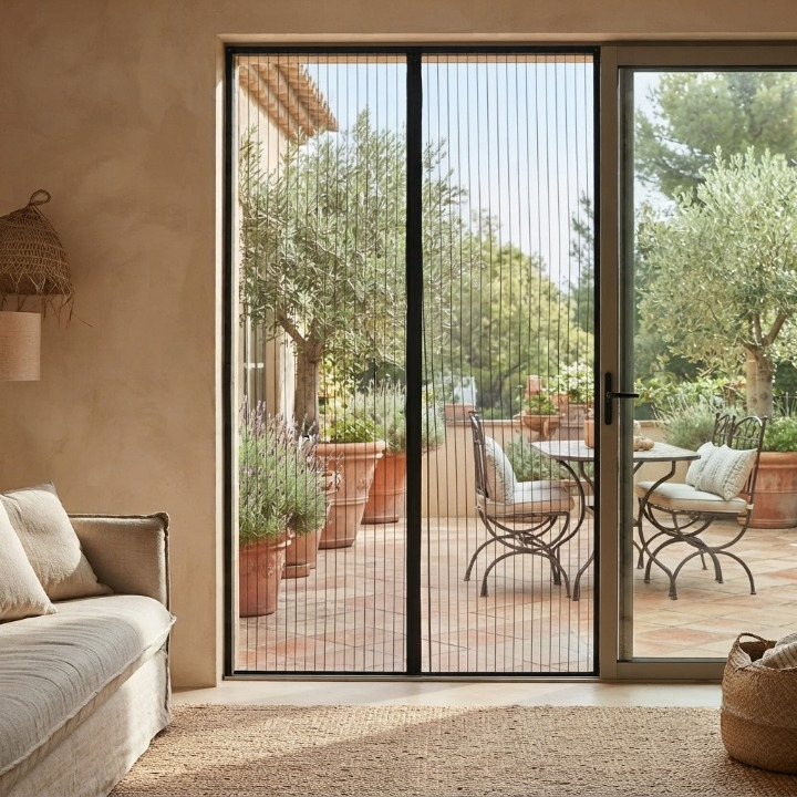 Magnetic door screen against insects – Closes automatically