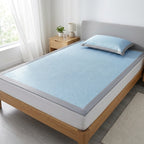 Cooling mattress protector set with pillowcase, ice silk fiber, washable