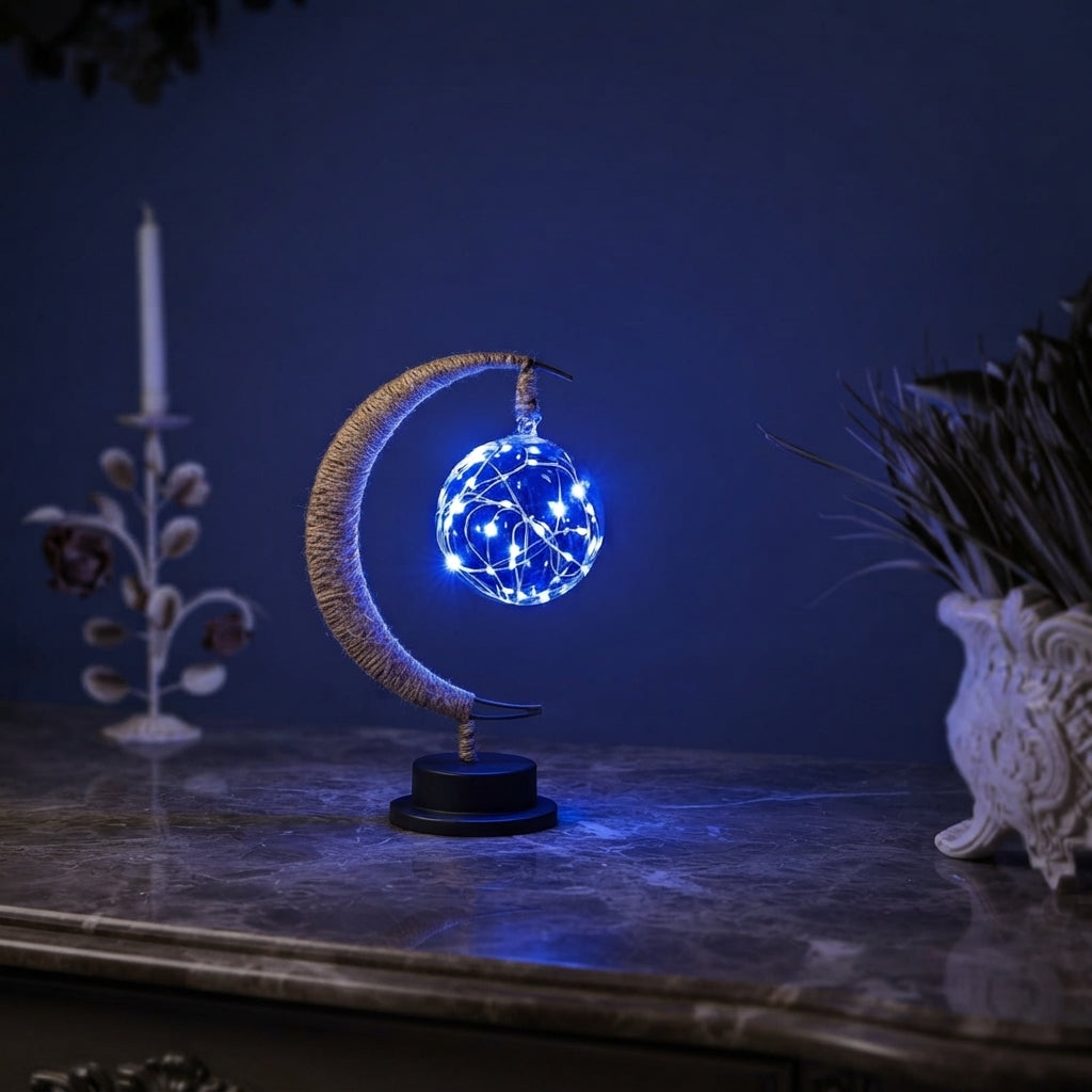 Mondlampe mit Farbwechsel und Holzständer