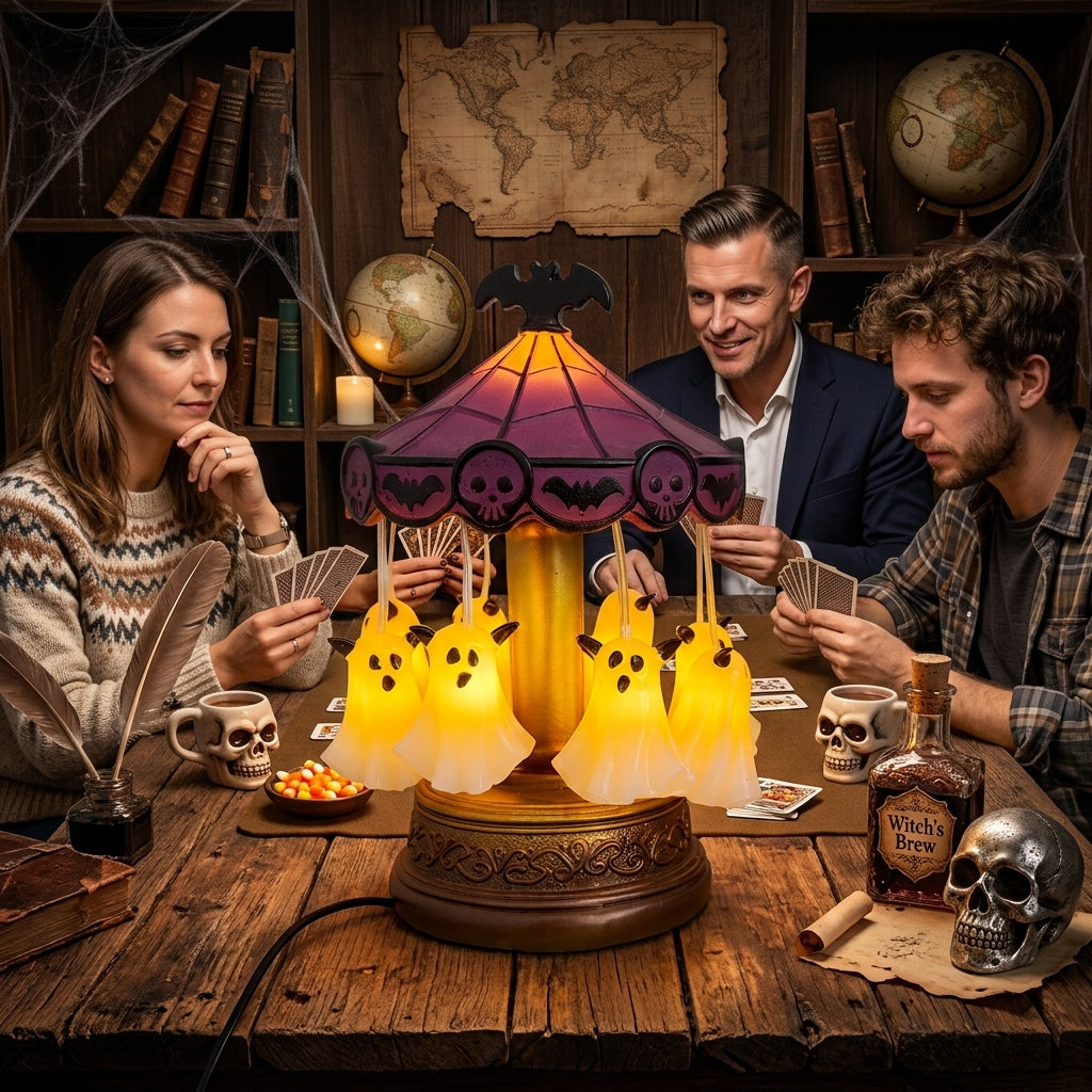 Geister-Karussell-Lampe mit warmweißem Licht