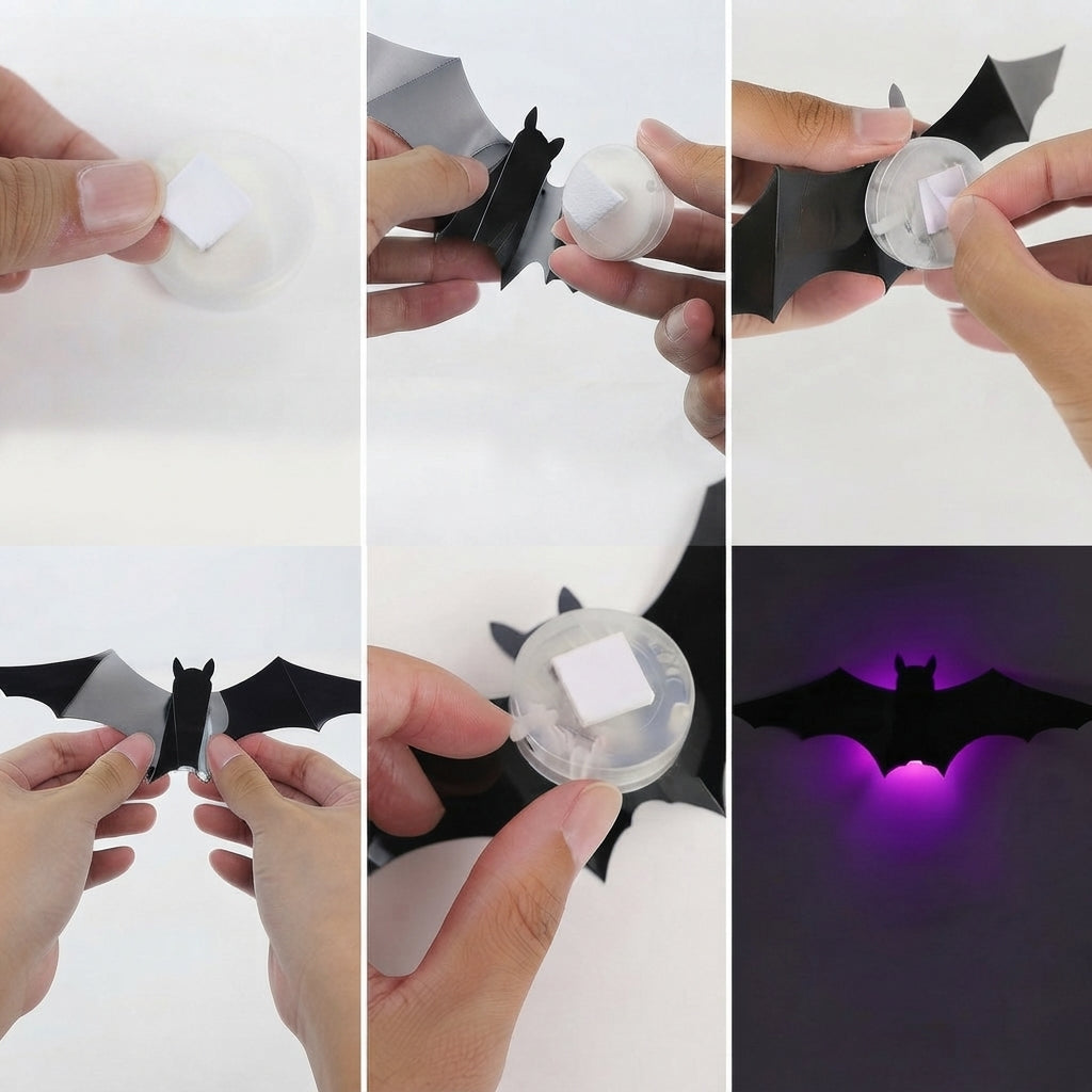 LED Fledermaus Deko 12-teilig mit 3D-Effekt
