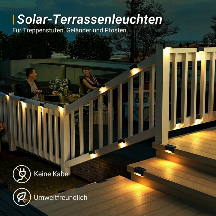 Solar-Terrassenleuchten 4er Set – Bewegungsmelder & IP65