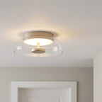 LED Deckenleuchte Glas flach, 9,5 cm hoch, Ø 23 cm, 900 lm, 17 W