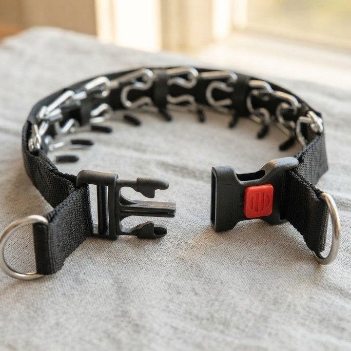 Hundetraining Halsband mit Schnellverschluss und Chromkette