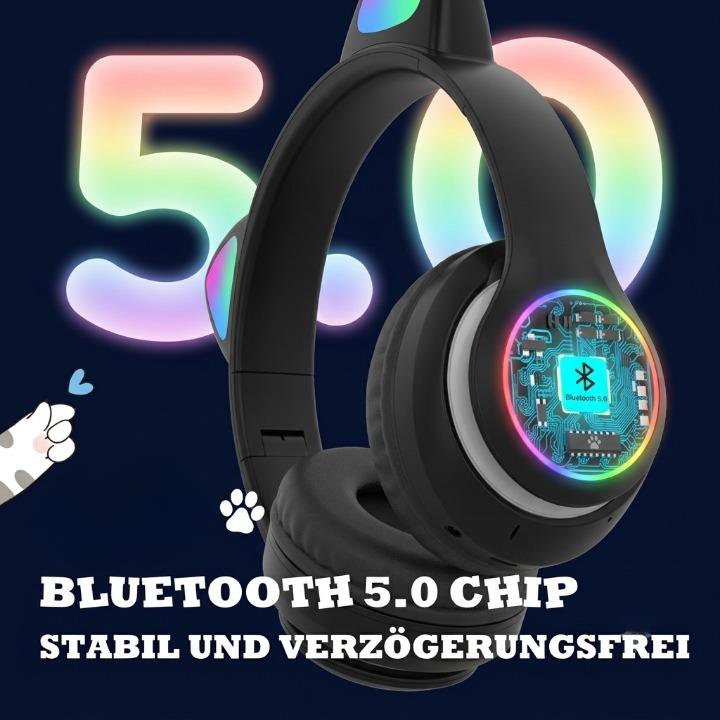 Gaming headset cat ear design with LED lighting