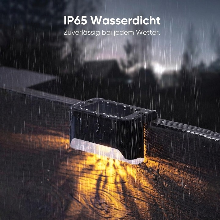 Solar-Terrassenleuchten 4er Set – Bewegungsmelder & IP65