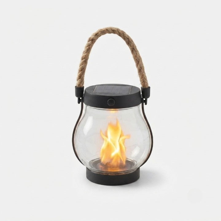 Solar flame lantern with real flicker effect — mood lighting for garden & terrace