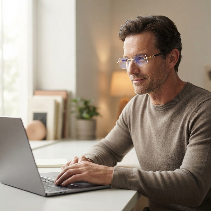 Progressive varifocal glasses with blue light filter