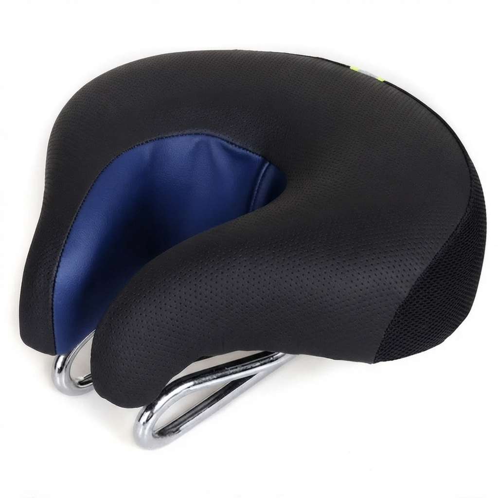 Nose-less bicycle saddle ergonomically padded