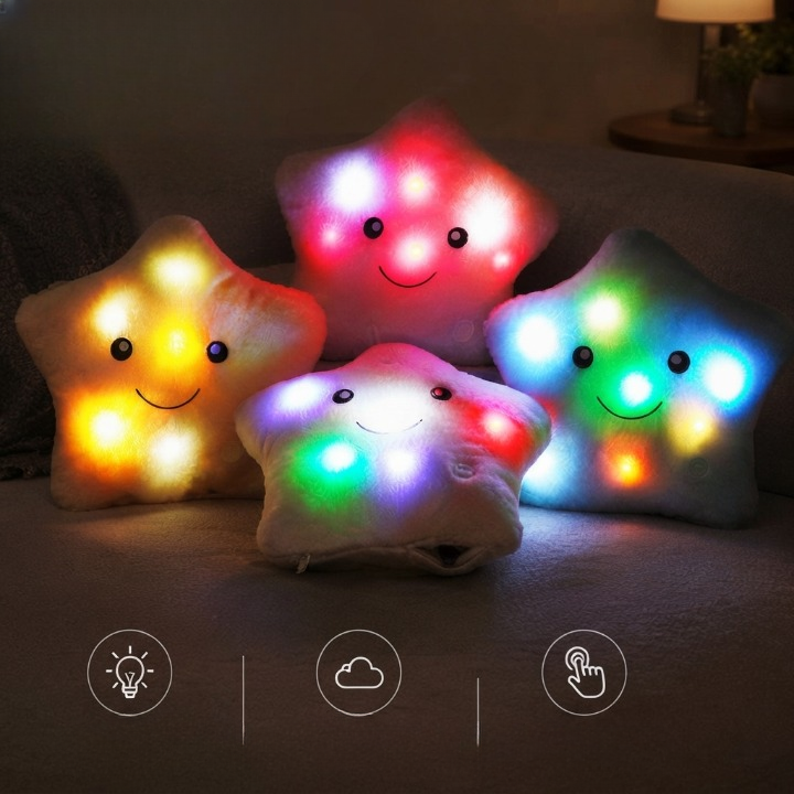 Leucht-Stern-Kissen mit LED-Licht