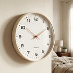 Silent wooden wall clock with quartz movement, Ø 25/30 cm, rose gold hands, Scandinavian design