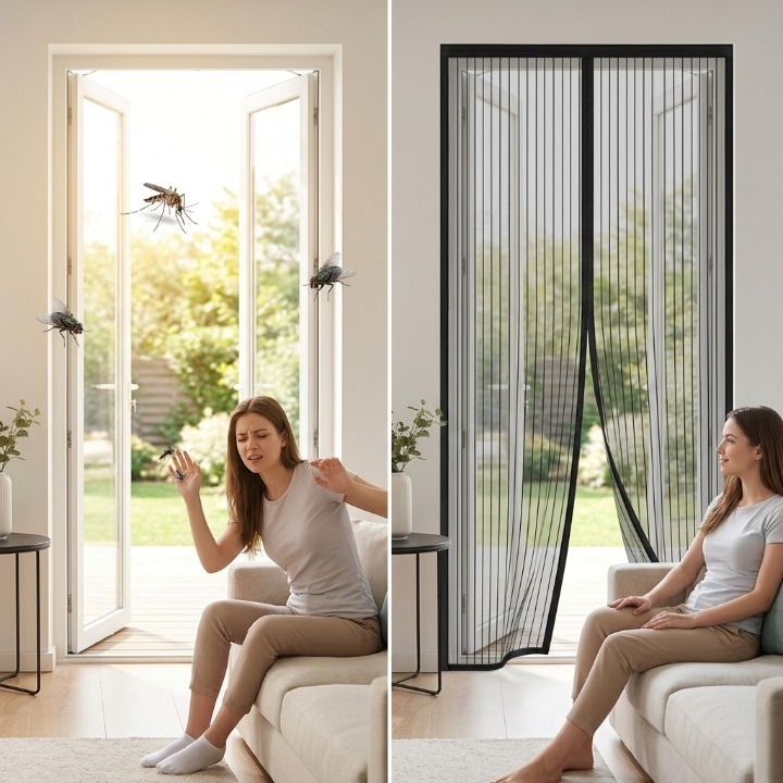 Magnetischer Türvorhang 100 × 210 cm – Fliegenschutz, Montage ohne Bohren