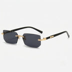 Rimless rectangular sunglasses with UV400 protection
