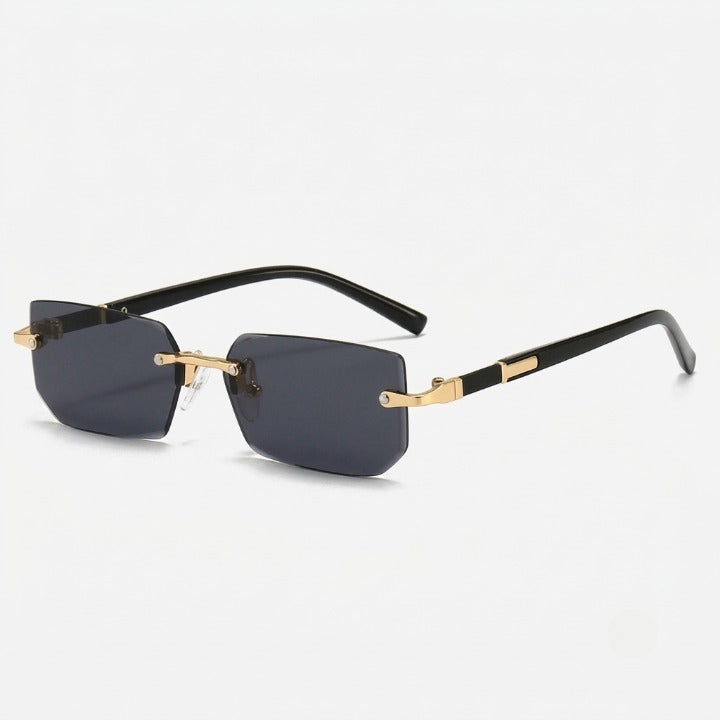 Rimless rectangular sunglasses with UV400 protection