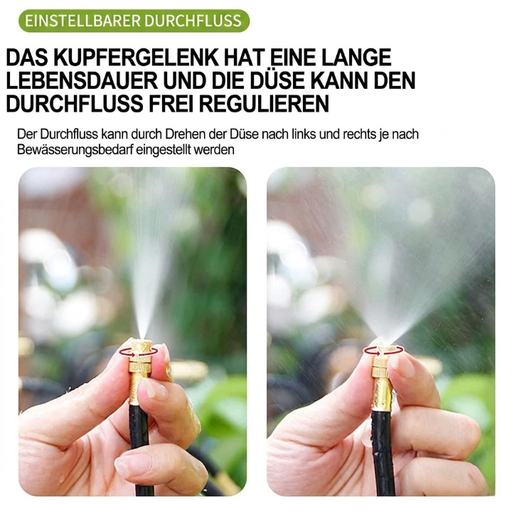 Tropfbewässerungssystem 15 m — 15 Kupferdüsen, Werkzeuglos, Für Töpfe & Beete