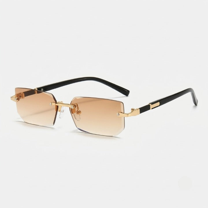 Rimless rectangular sunglasses with UV400 protection