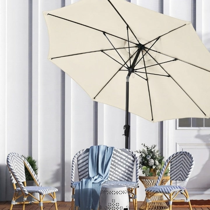 Water-repellent replacement parasol cover with ventilation opening