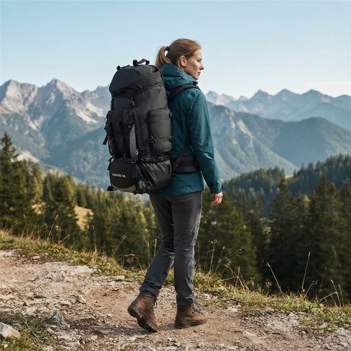Trekkingrucksack 90L Wasserabweisend – Wander- und Campingrucksack mit Tragesystem