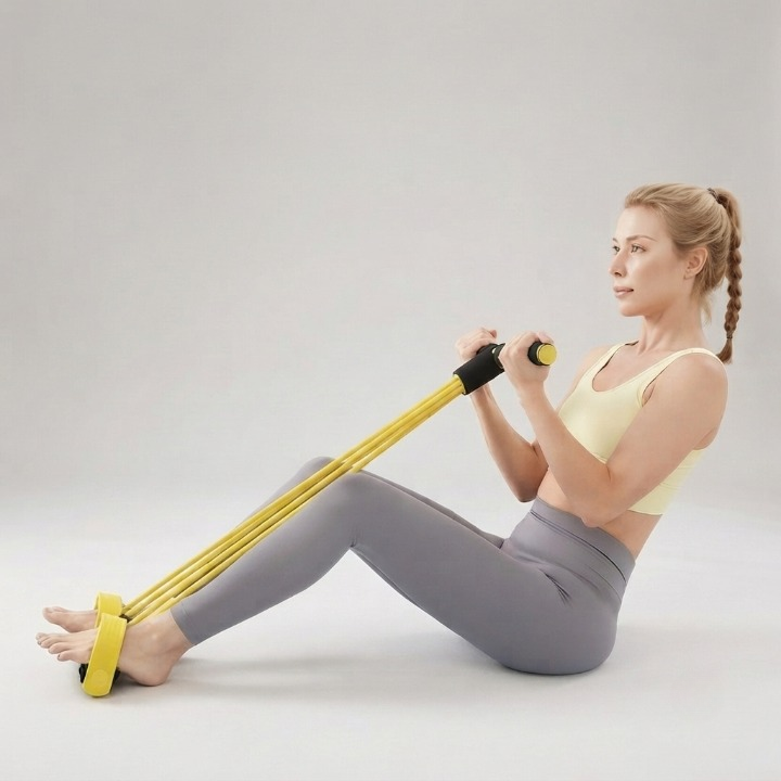 Fitness band sit-up with foot loops