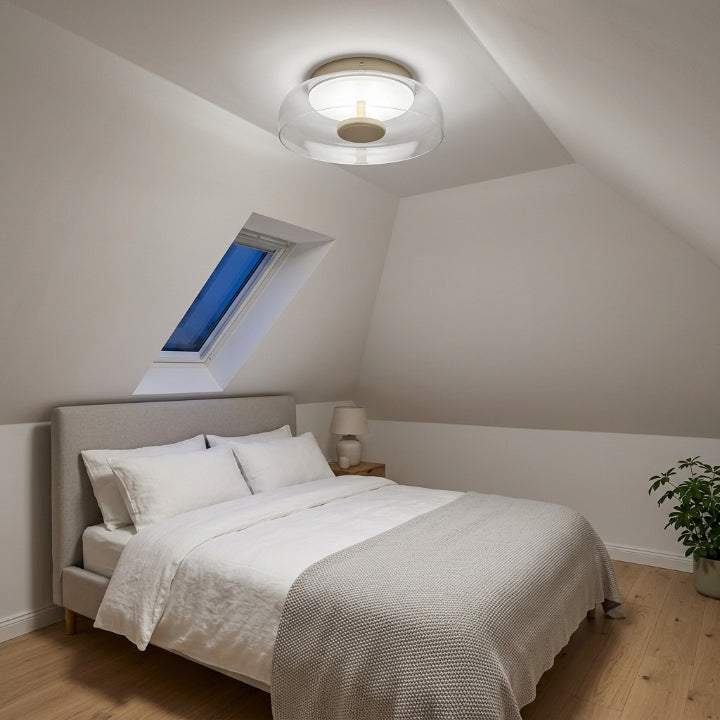 Flat glass LED ceiling light, 9.5 cm high, Ø 23 cm, 900 lm, 17 W