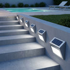 Solar outdoor wall lights, 6-piece set, stainless steel, IP44, dusk sensor