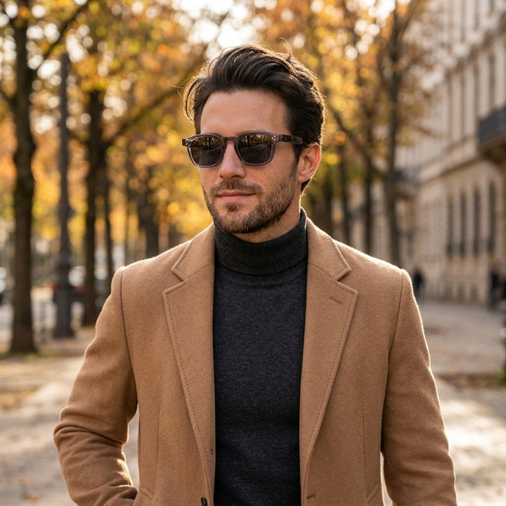 Square sunglasses with UV400 protection, scratch-resistant lenses, frame width 14.4 cm