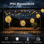 Solar String Lights Moroccan 12m – 100 LED Balls, Warm White, Waterproof