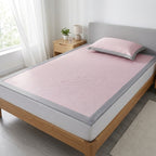 Cooling mattress protector set with pillowcase, ice silk fiber, washable