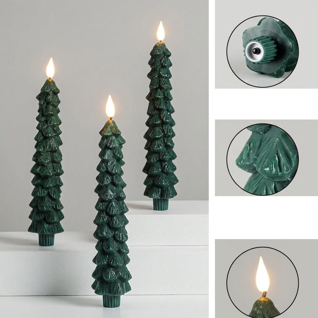 LED-Weihnachtsbaum-Kerze mit Flammeneffekt und Fernbedienung