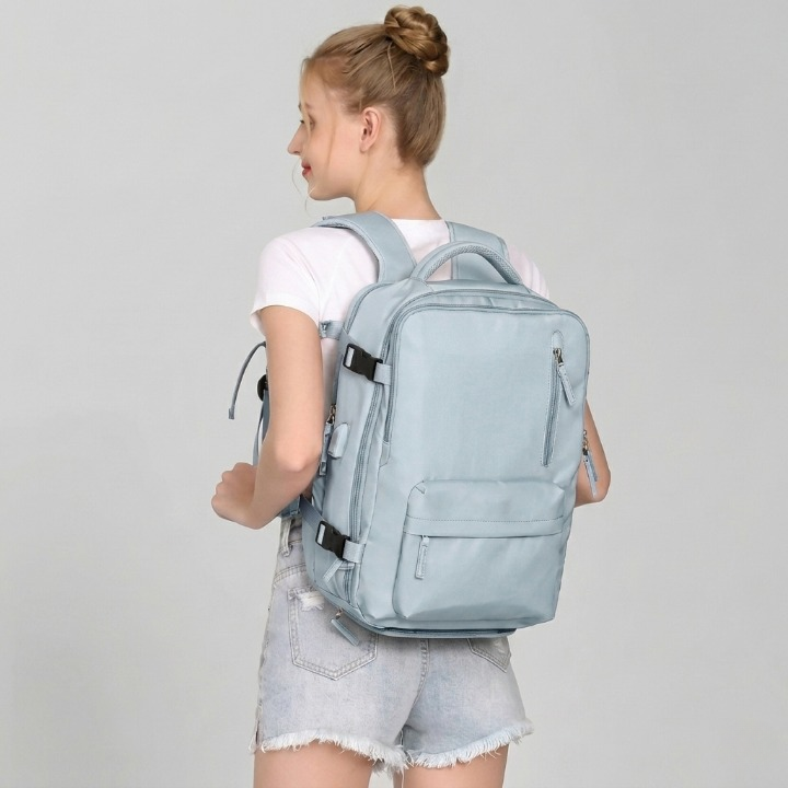 Travel backpack 35 L with USB port and shoe compartment