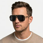 Pilotenbrille – Goldener Metallrahmen, UV400, Übergroße Gläser, 5 Farben