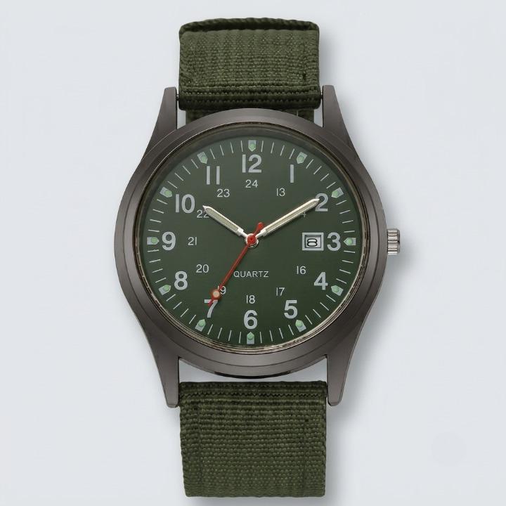 Military Watch with Nylon Strap – Water Resistant, Shockproof & Luminous Hands