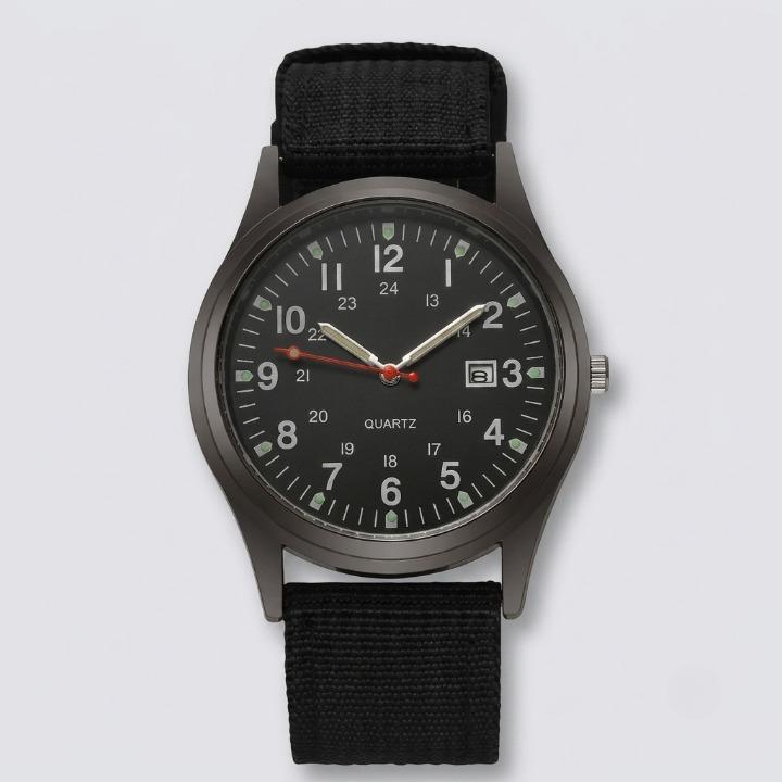 Military Watch with Nylon Strap – Water Resistant, Shockproof & Luminous Hands