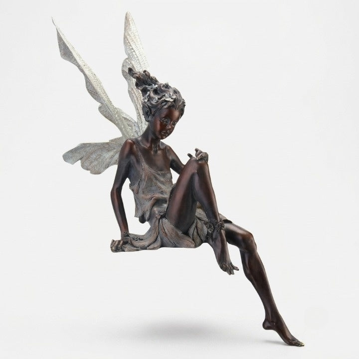 Garden Figurine Sitting Fairy Made of Resin