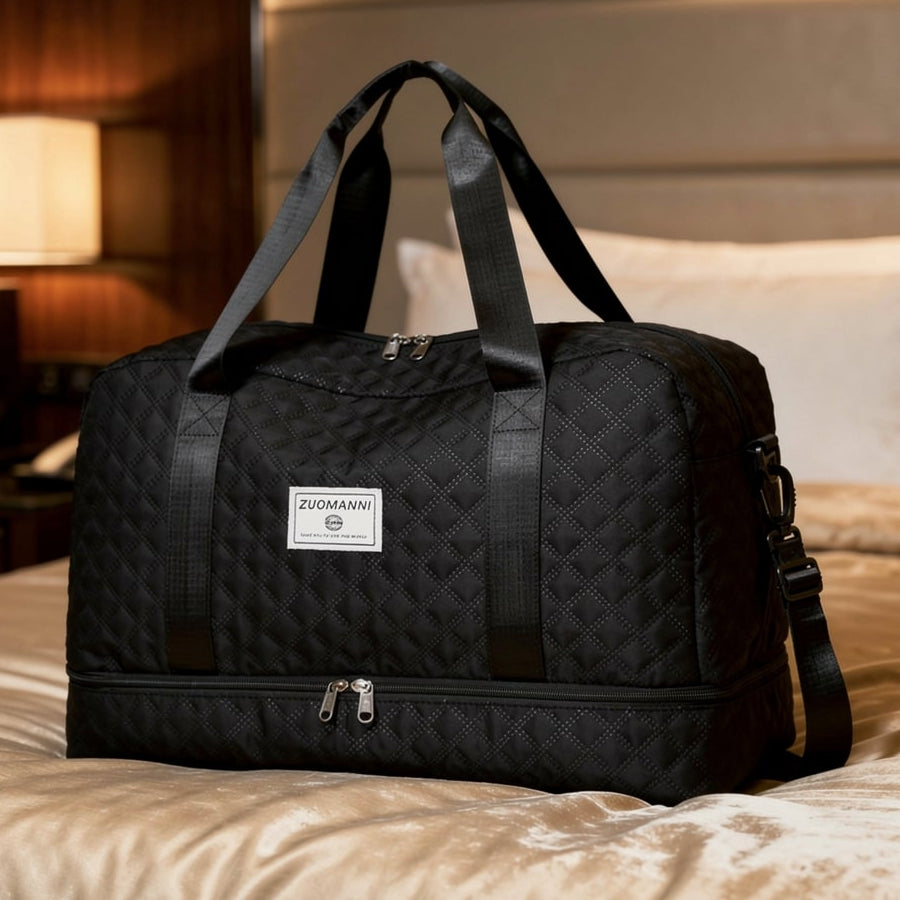 Gesteppte Reisetasche mit separatem Schuhfach – faltbar