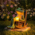 Solar Frosch Gartenleuchte mit Schaukelstuhl
