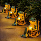 Solar Frosch Gartenleuchte mit Schaukelstuhl