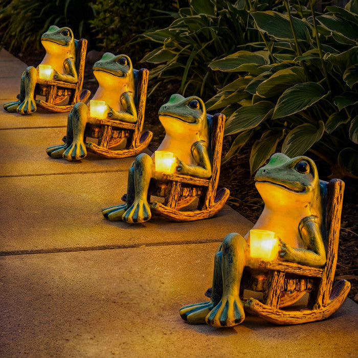 Solar Frog Garden Light with Rocking Chair