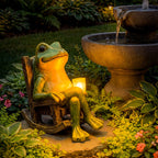 Solar Frosch Gartenleuchte mit Schaukelstuhl