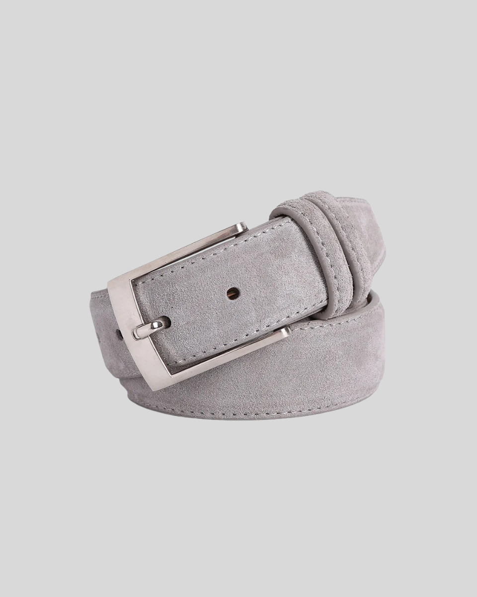 Suede belt in elegant gray