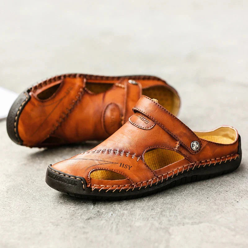 Herren-Sandalen Leder mit Klettverschluss